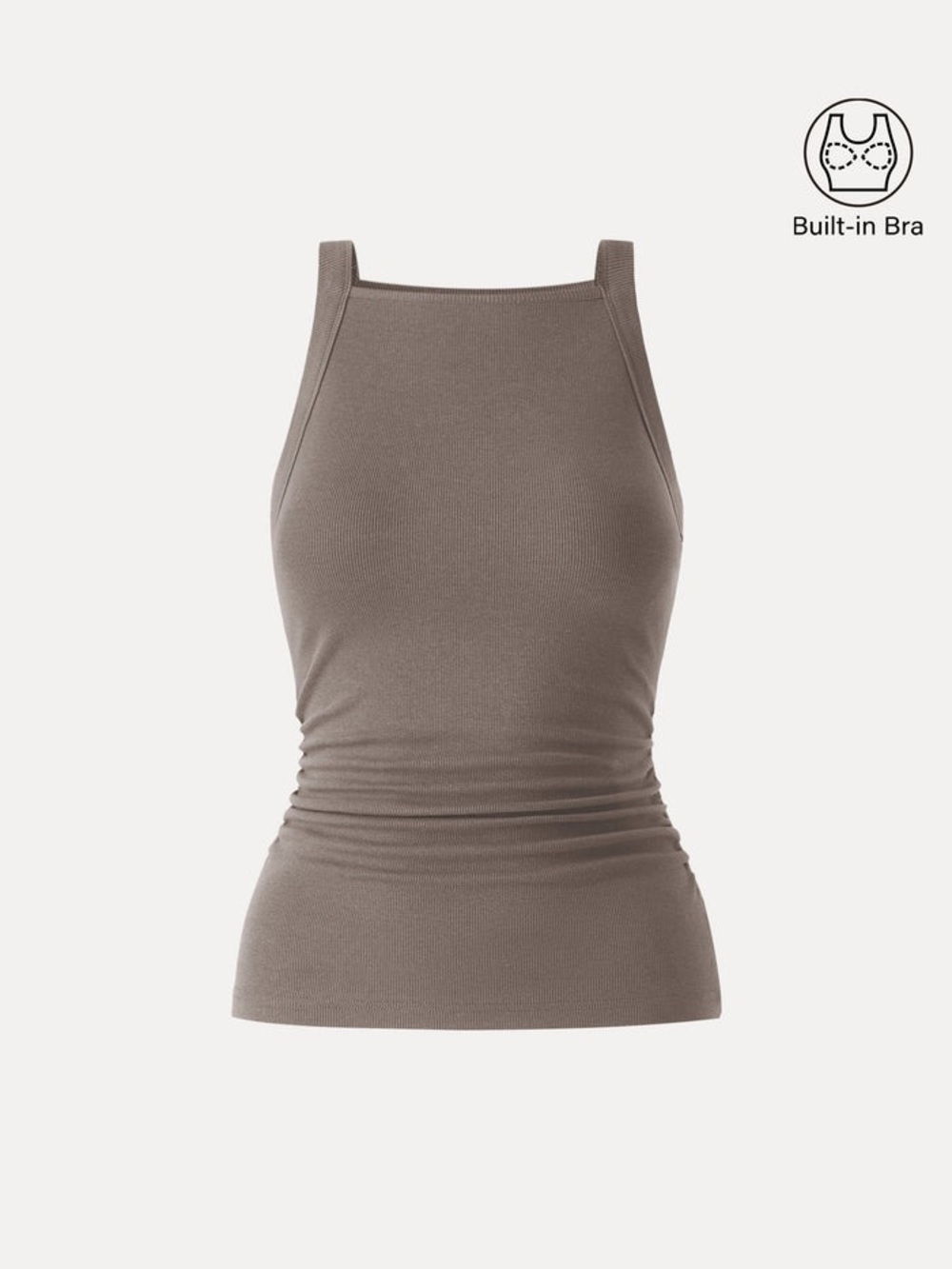 NWT OGL Plantive Square Neck Ruched Rib Bra Tank Moon Rock Small